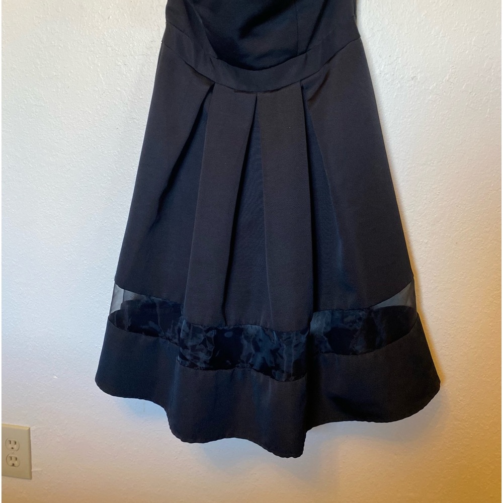 the dress is a classic and versatile black dress with a pleated skirt.
